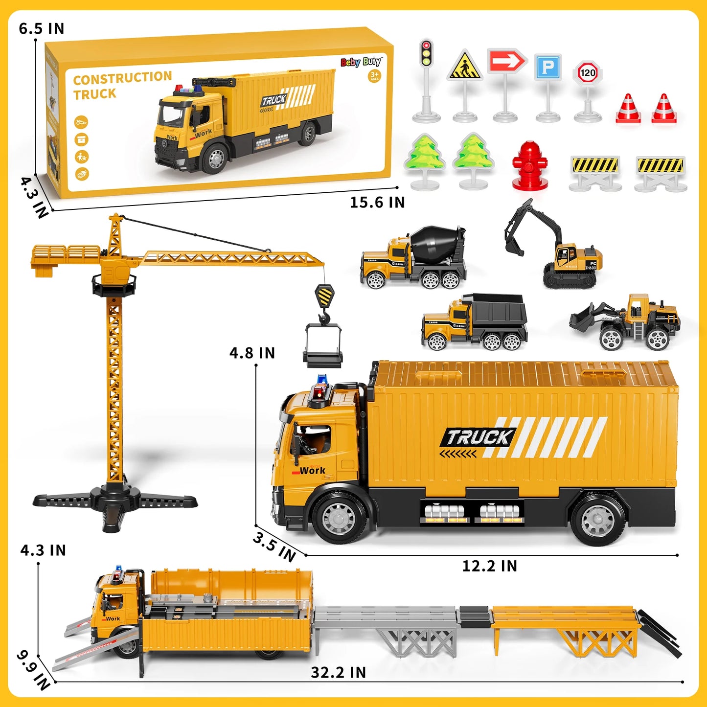 Carrier Truck Race Track Kids Construction Toy Set for Boys Aged 3 to 8 with Tower Crane and Transport Cars - The Best Assortments 25