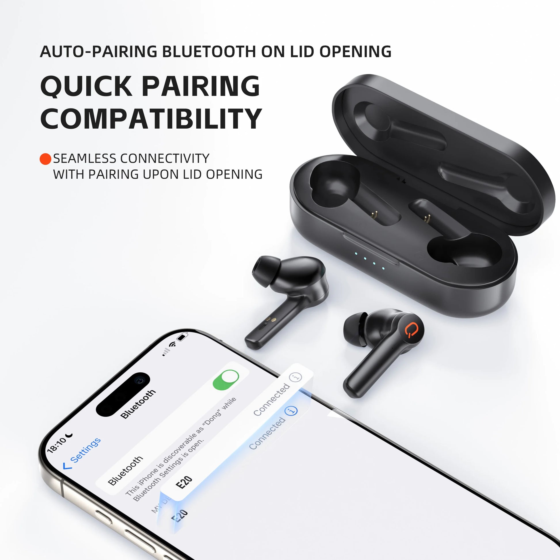 QERE E20 Wireless Headphones TWS Bluetooth 5.3 HD Microphone HiFi Earphones 13mm Driver 68ms Low Latency 4 Mics ENC Call - The Best Assortments 25