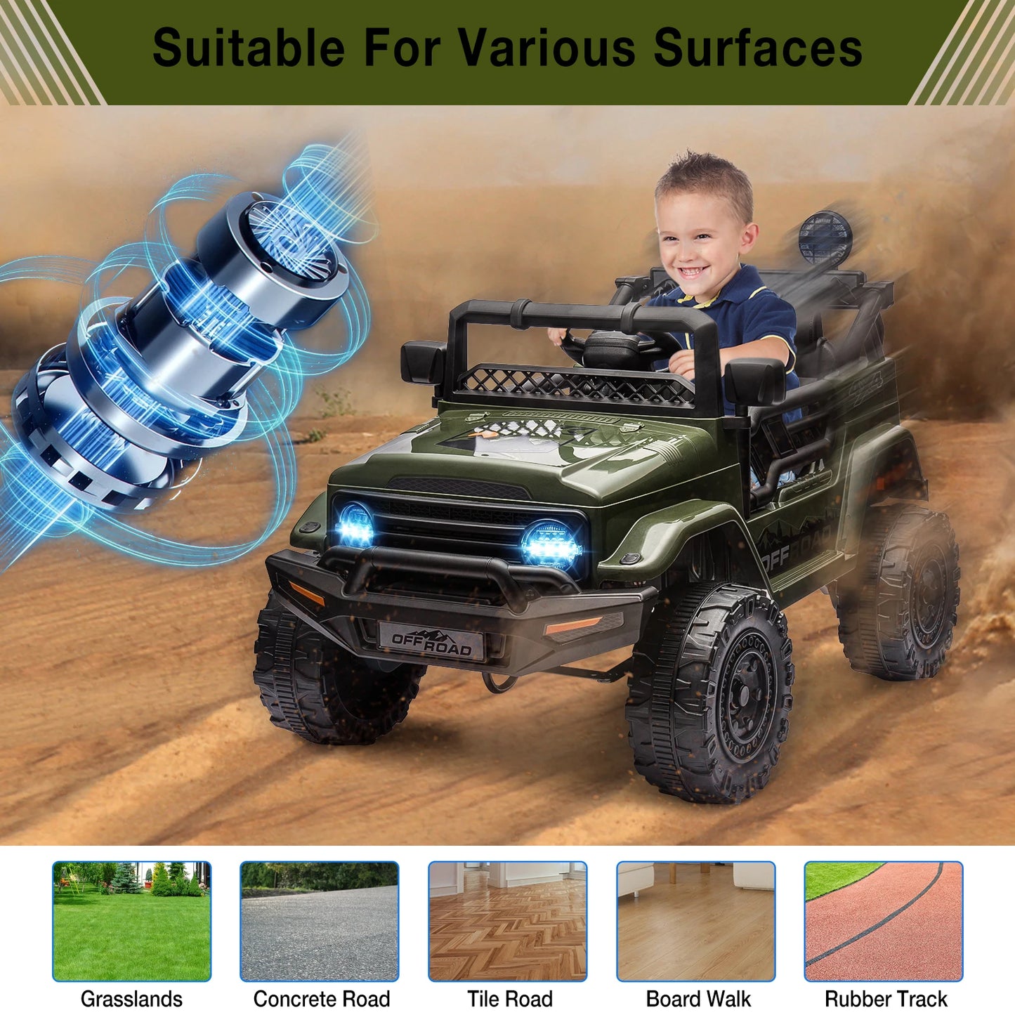 12V Kids Ride On Truck With Remote And Bluetooth LED Lights - The Best Assortments 25