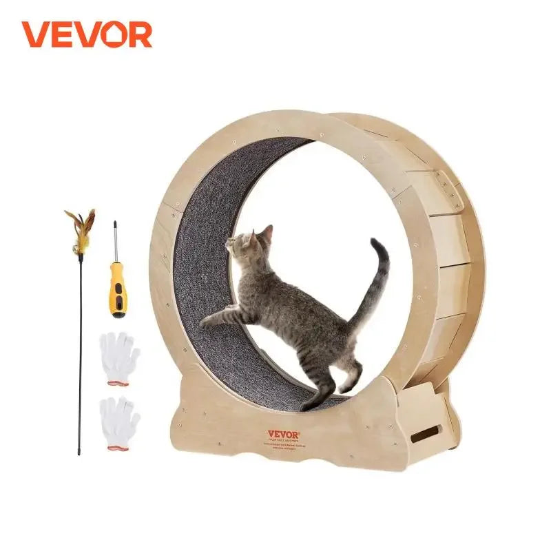 Vevor Cat Exercise Wheel Natural Wood Silent Running Treadmill Roller Wheel with Detachable Carpet for Pet Fitness - The Best Assortments 25