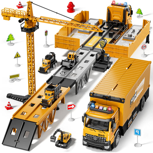Carrier Truck Race Track Kids Construction Toy Set for Boys Aged 3 to 8 with Tower Crane and Transport Cars - The Best Assortments 25