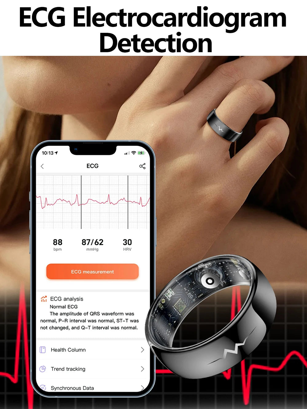 High End ECG Blood Oxygen Health Smart Ring Heart Rate Blood Pressure Sleep Monitor 5ATM Waterproof Multiple Sport Modes - The Best Assortments 25