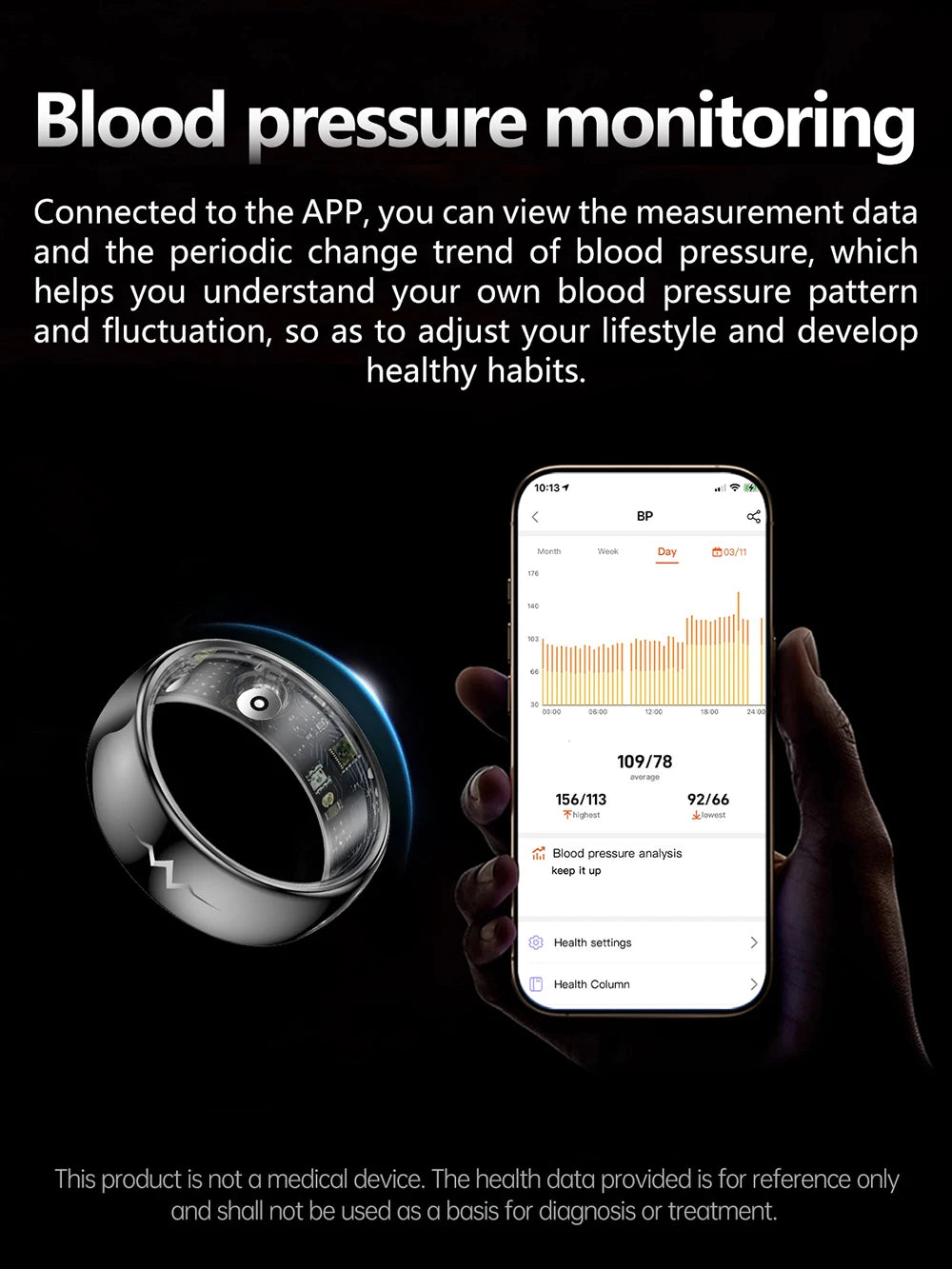 High End ECG Blood Oxygen Health Smart Ring Heart Rate Blood Pressure Sleep Monitor 5ATM Waterproof Multiple Sport Modes - The Best Assortments 25