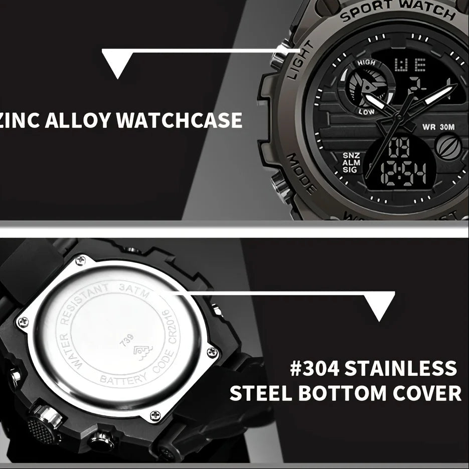 Mens Outdoor Digital LED Stopwatch Dual Display Wristwatch - The Best Assortments 25