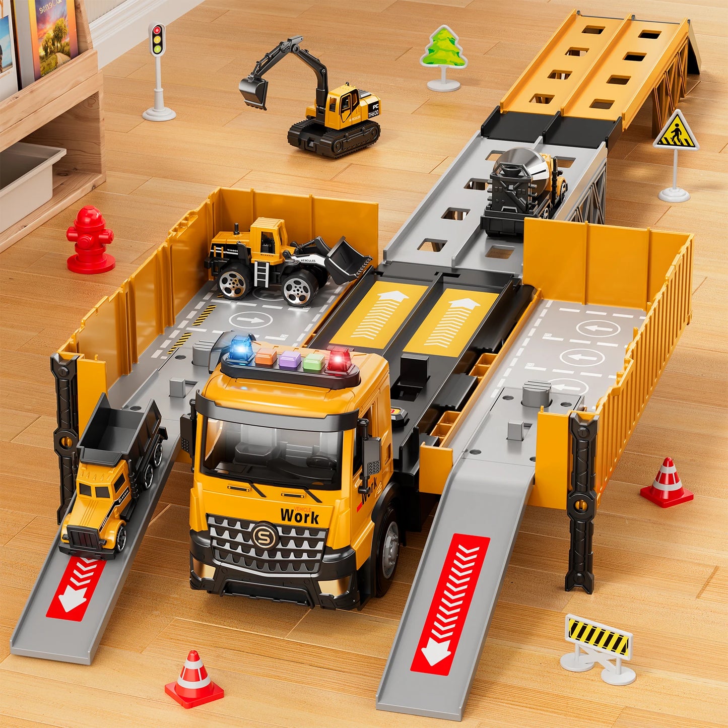 Carrier Truck Race Track Kids Construction Toy Set for Boys Aged 3 to 8 with Tower Crane and Transport Cars - The Best Assortments 25