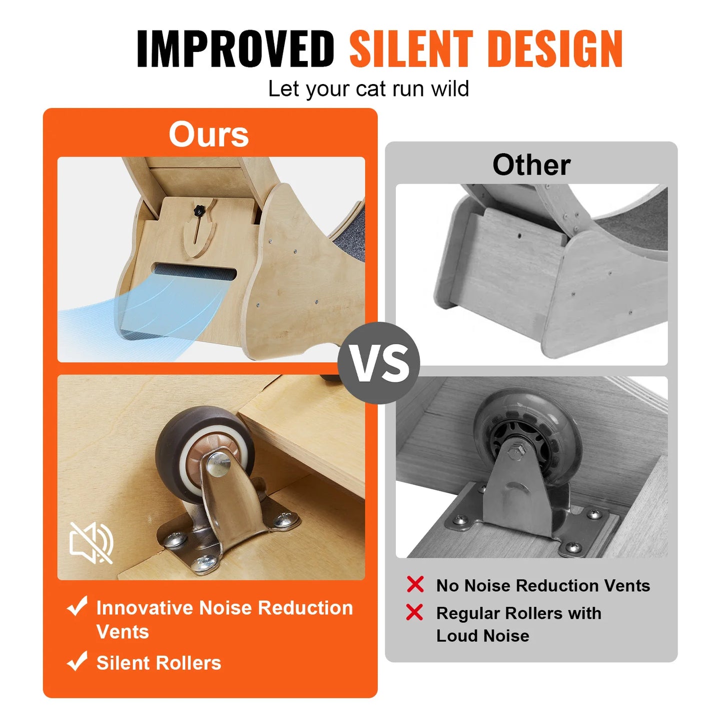 Vevor Cat Exercise Wheel Natural Wood Silent Running Treadmill Roller Wheel with Detachable Carpet for Pet Fitness - The Best Assortments 25