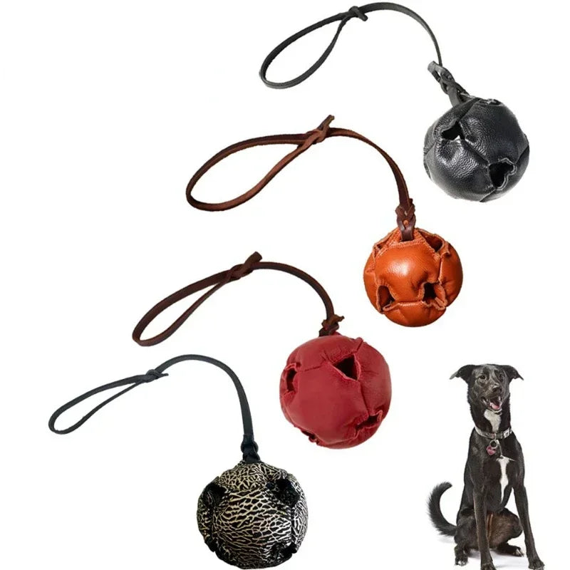 Leather Dog Training Ball Tug Toy with Handle Soft Puppy Reward Fetch Catch Toy - The Best Assortments 25