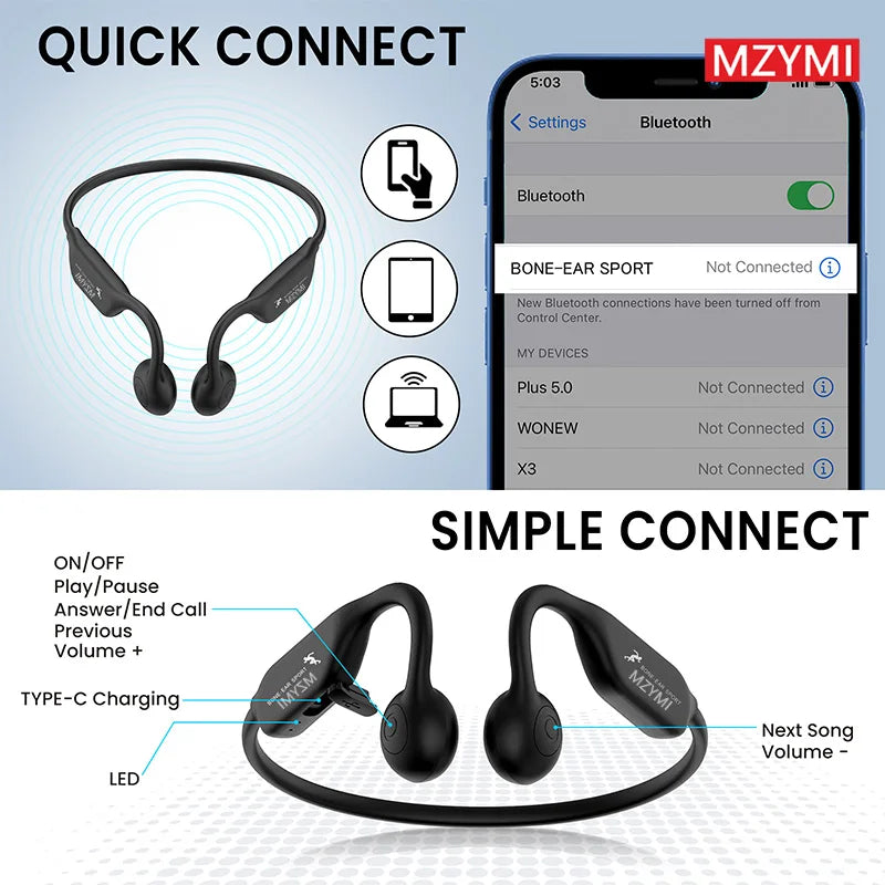 MZYMI A18 Bone Conduction Neckband Earphones IP56 Waterproof - The Best Assortments 25